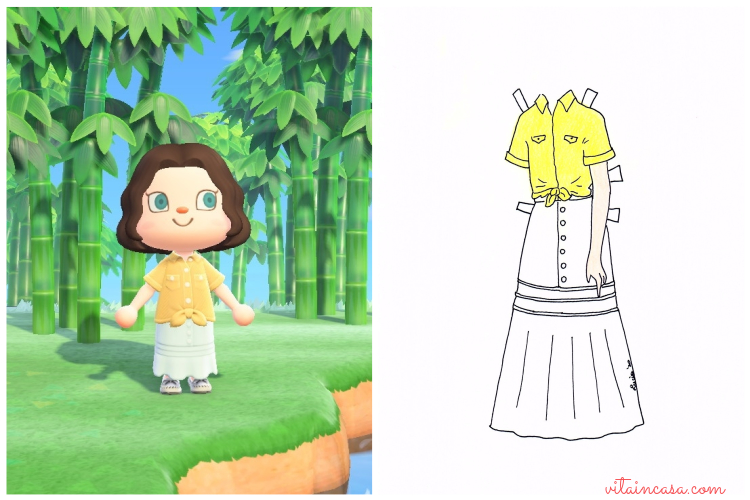Animal crossing inspired outfit_completo giallo di Napoli e bianco by vitaincasa